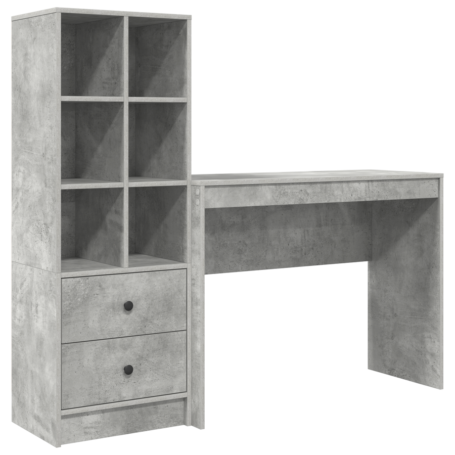 Bureau met Opbergruimte Betonnen Grijs Geengineerd Hout