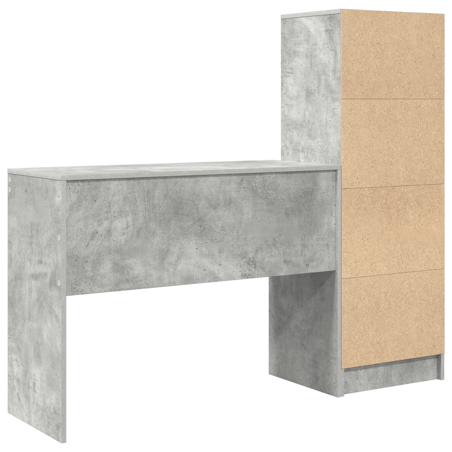 Bureau met Opbergruimte Betonnen Grijs Geengineerd Hout