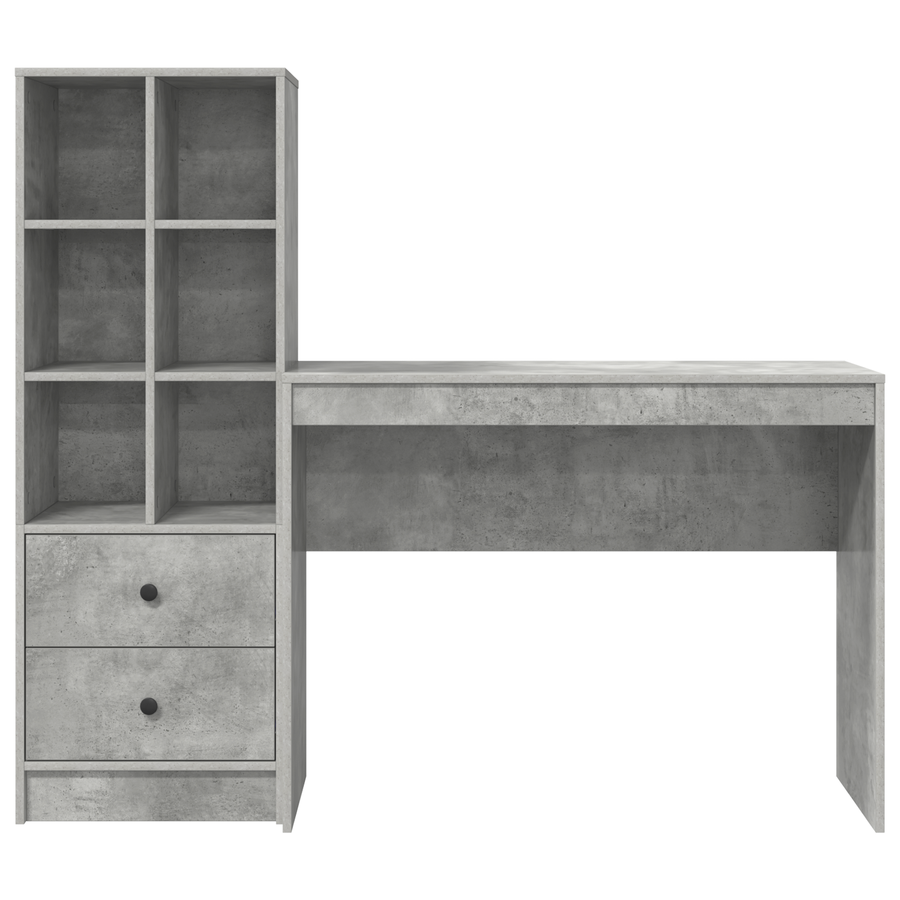 Bureau met Opbergruimte Betonnen Grijs Geengineerd Hout