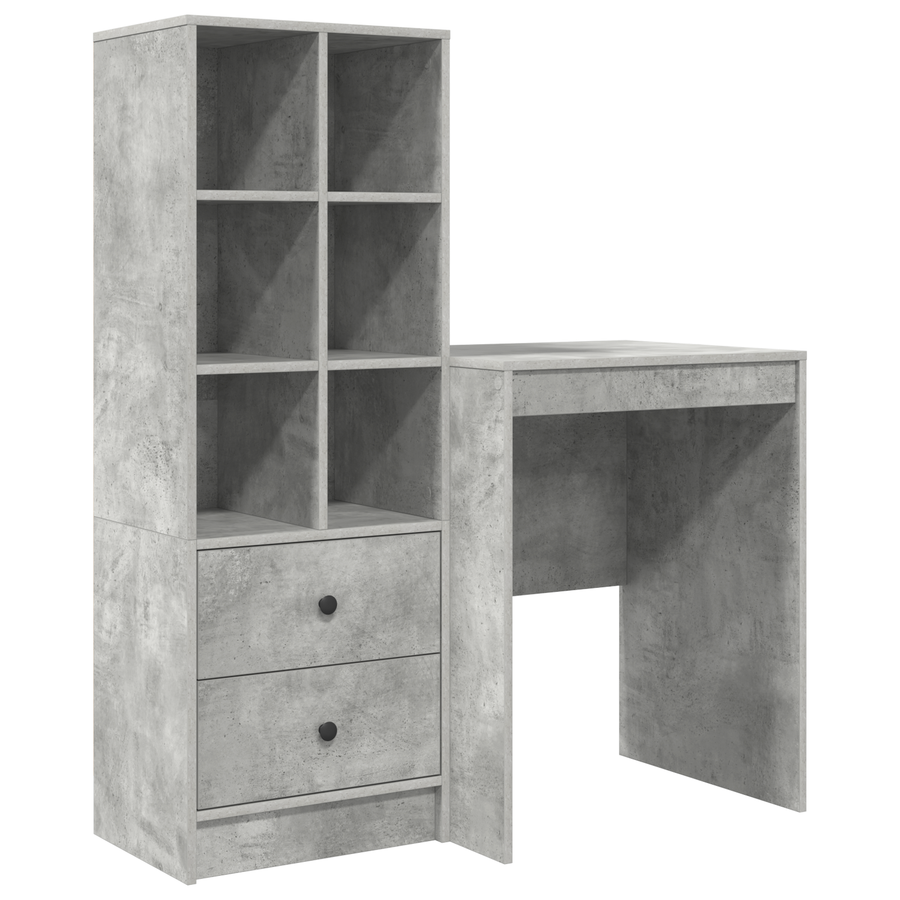 Bureau met Opbergruimte Betonnen Grijs Hout