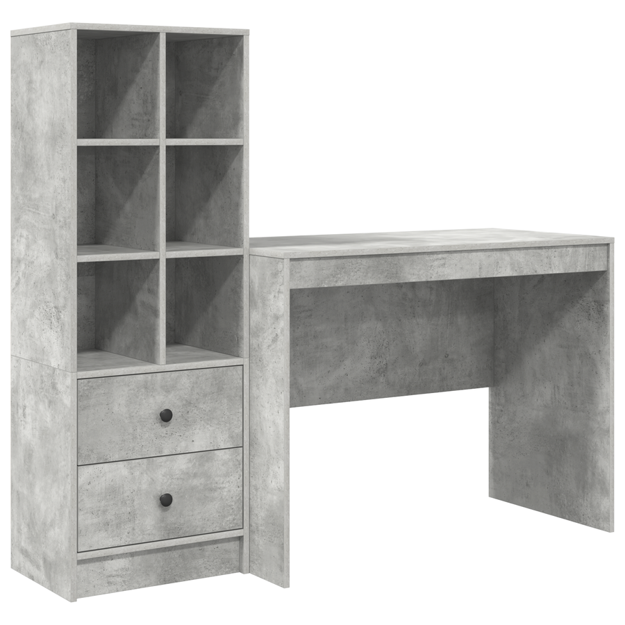 Bureau met Opbergruimte Betonlook Hout