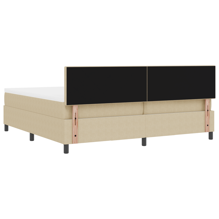 Boxspringbed met Matras & LED Verlichting Groen Grijs 200x200 cm Katoen