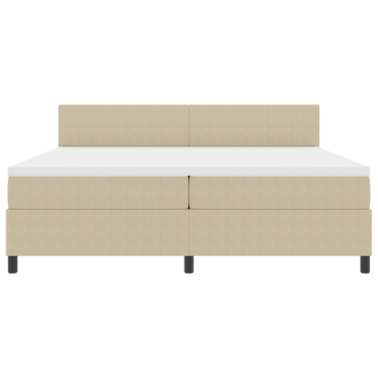Boxspringbed met Matras & LED Verlichting Groen Grijs 200x200 cm Katoen