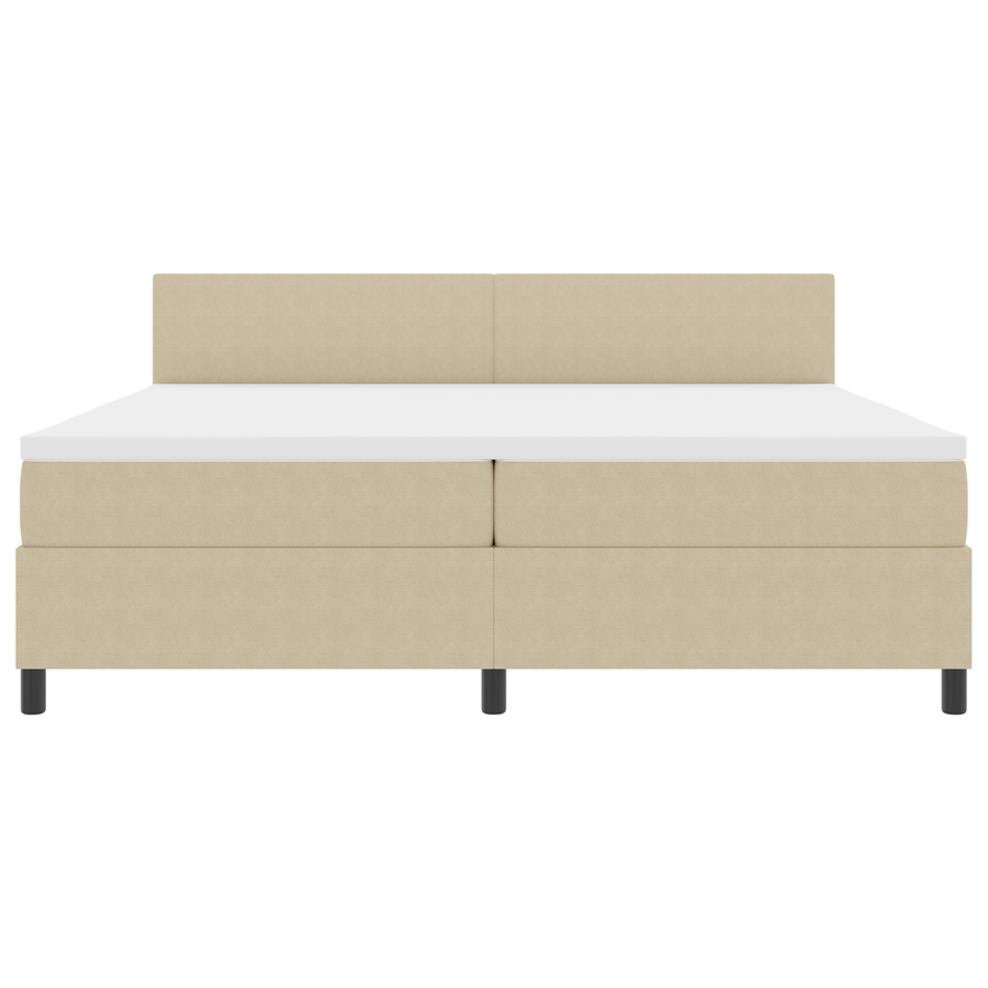 Boxspringbed met Matras & LED Verlichting Groen Grijs 200x200 cm Katoen