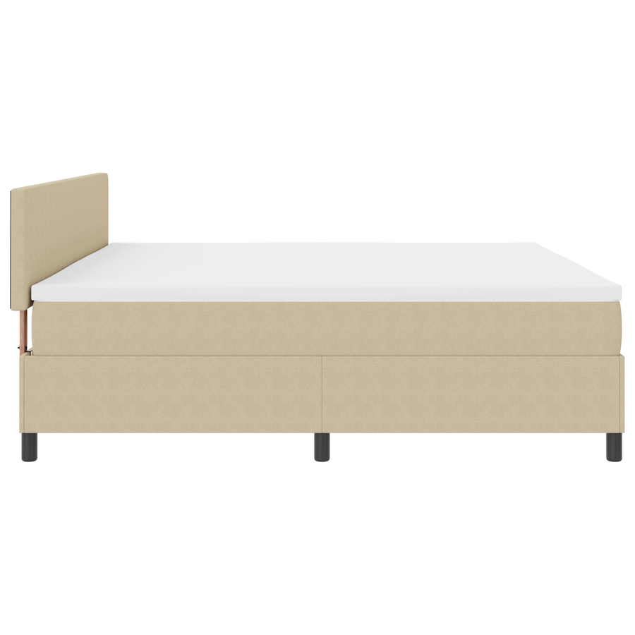 Boxspringbed met Matras & LED Verlichting Groen Grijs 200x200 cm Katoen