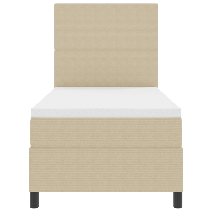 Boxspringbed matras en LED ribfluweel lichtgroen grijs 100x200