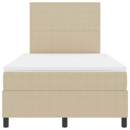 Boxspring Bed met Matras & LED Licht Groen Grijs Kleine Dubbele Corduroy Stoffen