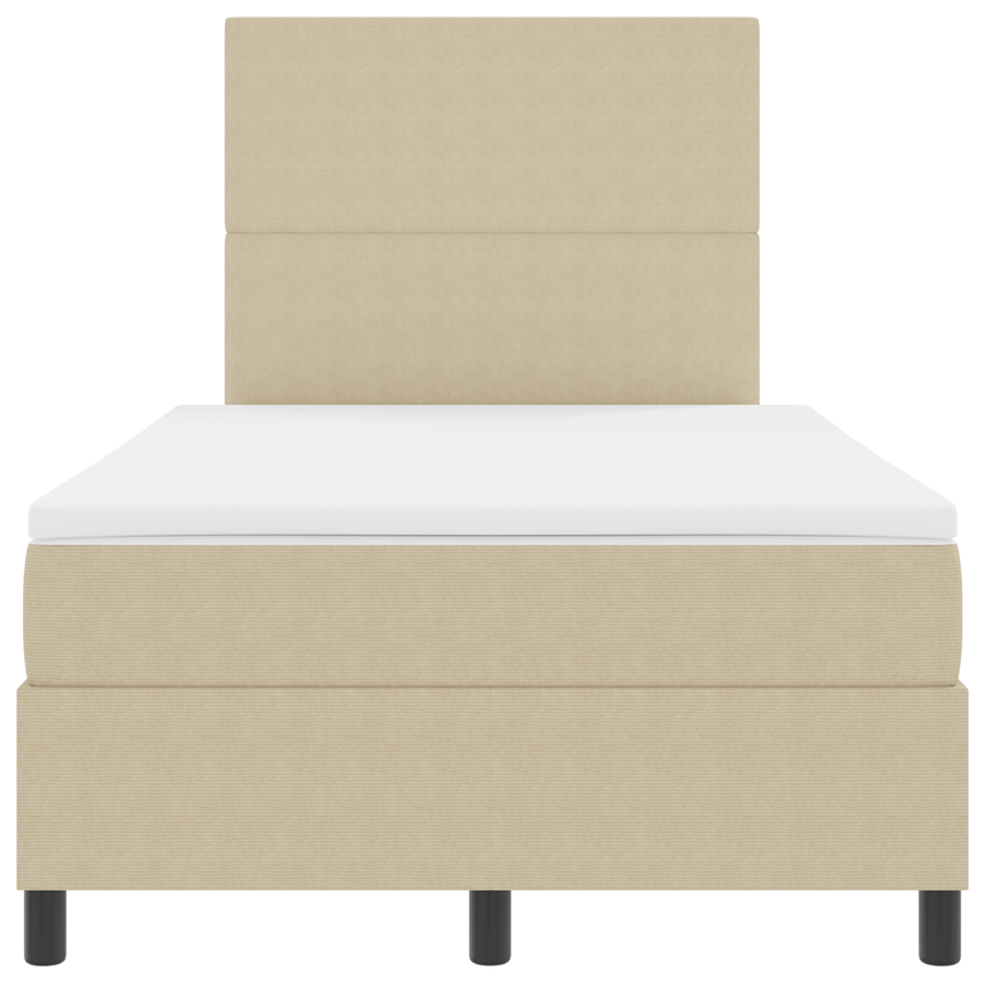 Boxspring Bed met Matras & LED Licht Groen Grijs Kleine Dubbele Corduroy Stoffen