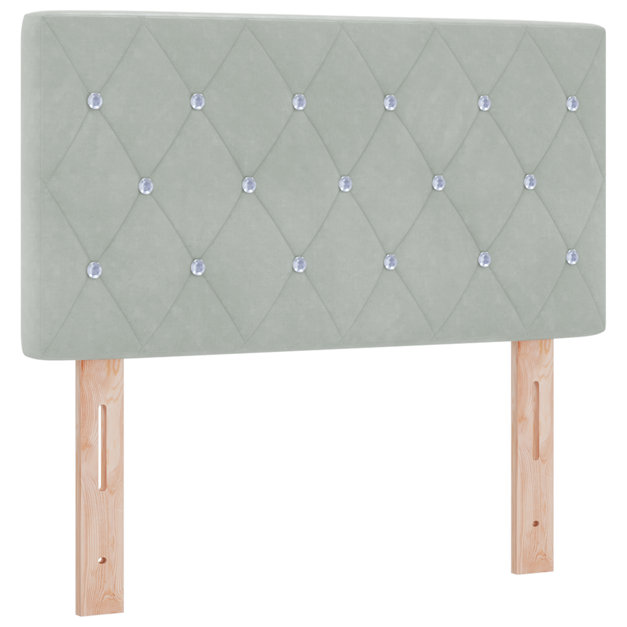 Hoofdbord LED en kristallen knopen 80 cm fluweel lichtgrijs