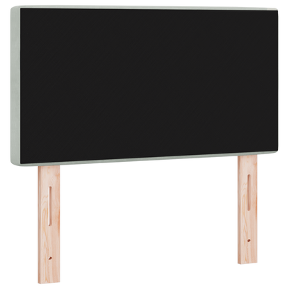 Hoofdbord LED en kristallen knopen 80 cm fluweel lichtgrijs