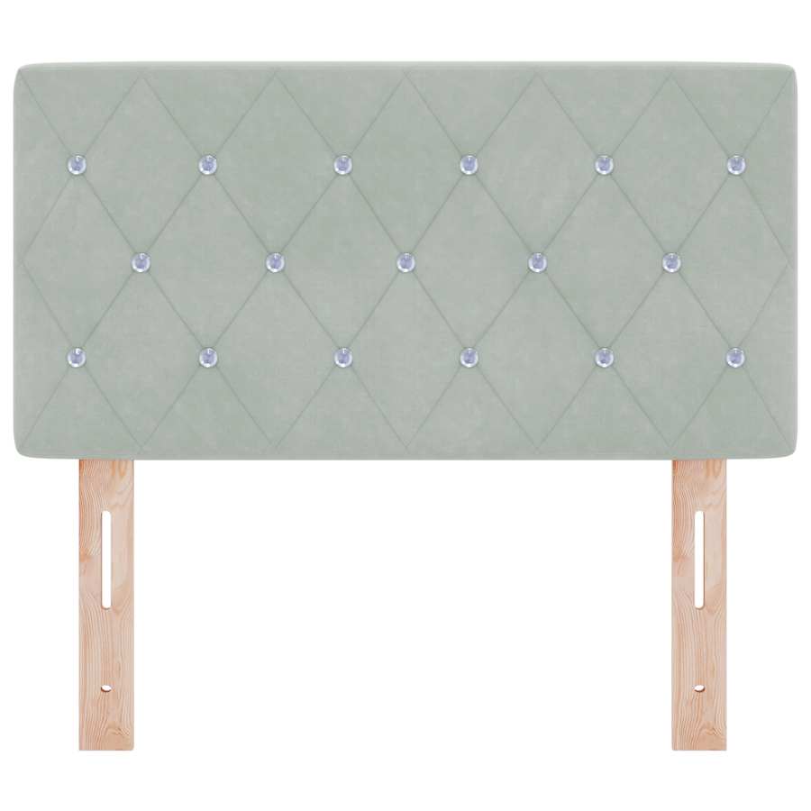 Hoofdbord LED en kristallen knopen 80 cm fluweel lichtgrijs