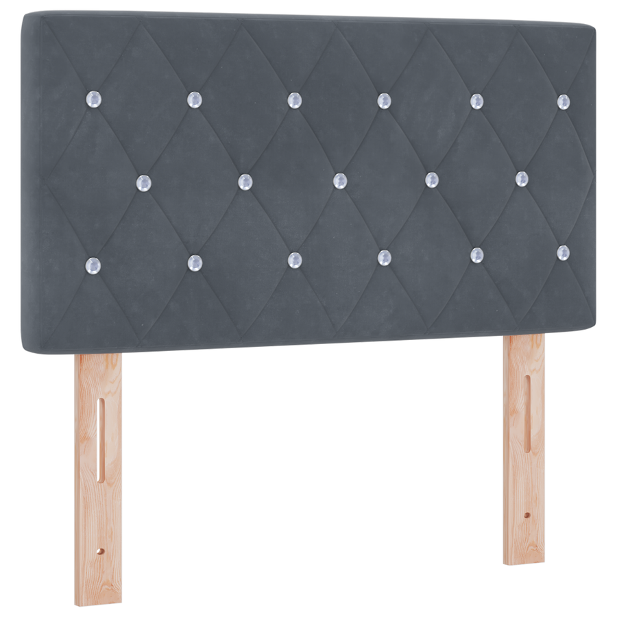 Hoofdbord LED en kristallen knopen 80 cm fluweel donkergrijs
