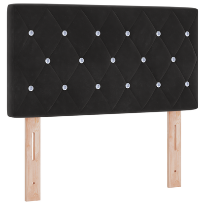 Hoofdbord LED en kristallen knopen 80 cm fluweel zwart
