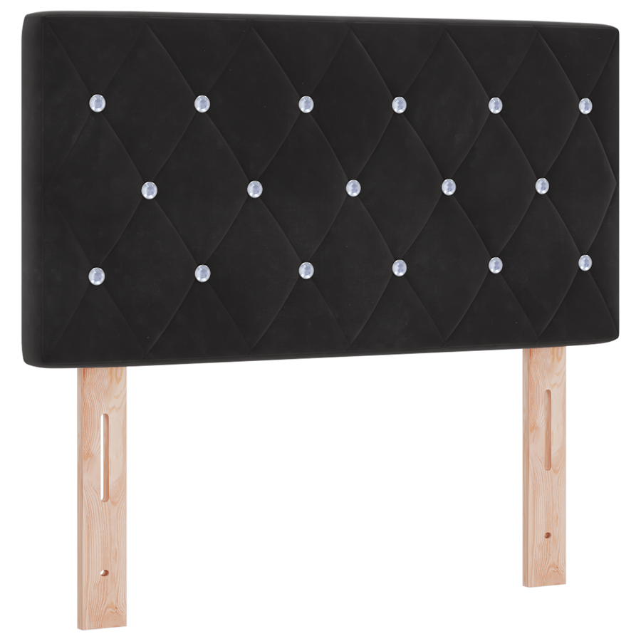 Hoofdbord LED en kristallen knopen 80 cm fluweel zwart