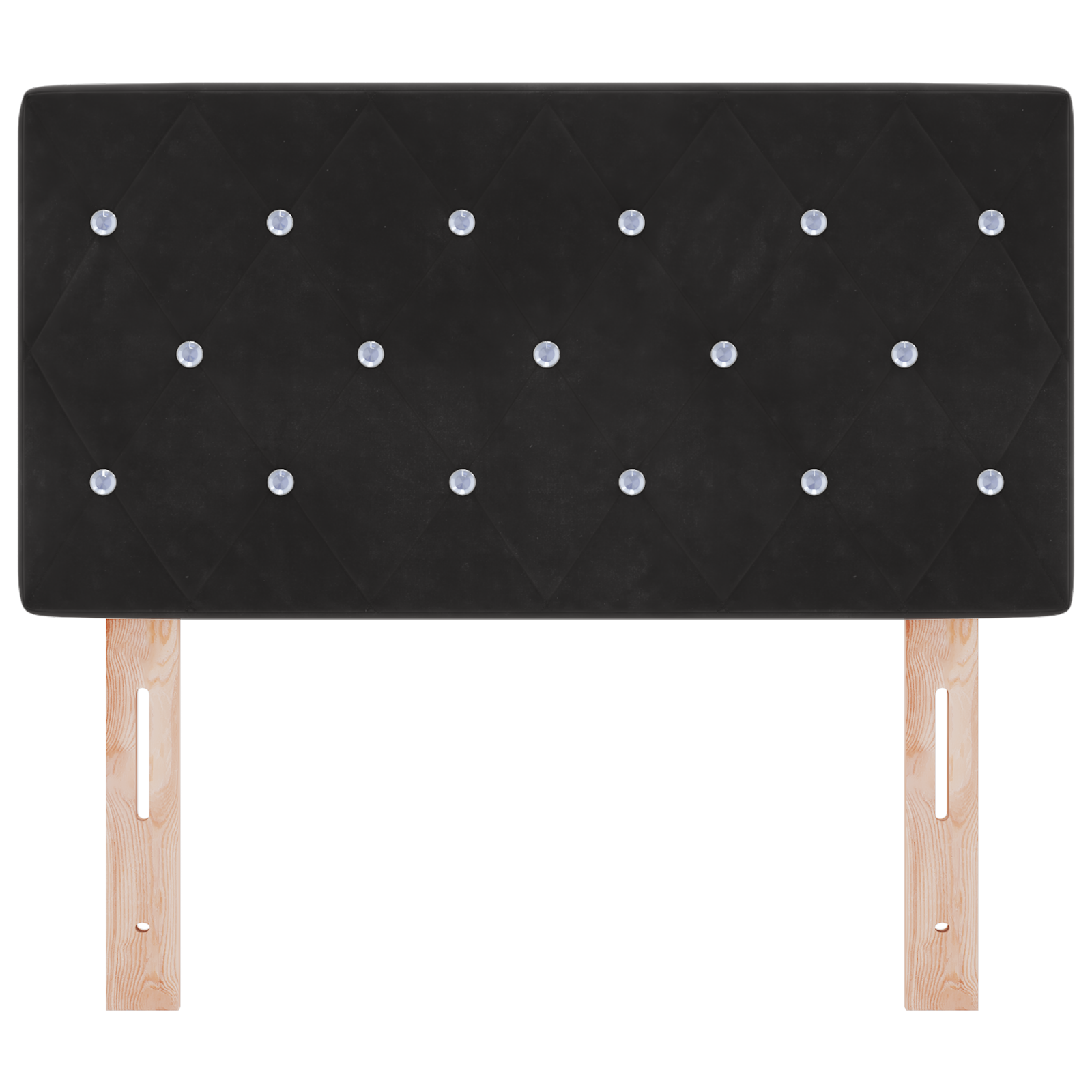 Hoofdbord LED en kristallen knopen 80 cm fluweel zwart