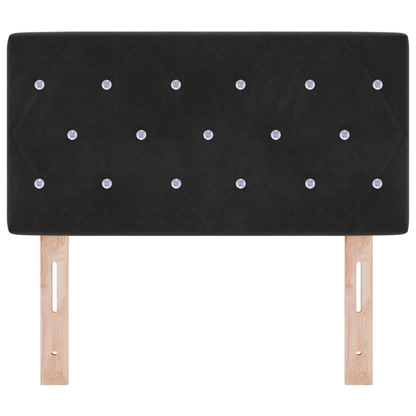 Hoofdbord LED en kristallen knopen 80 cm fluweel zwart