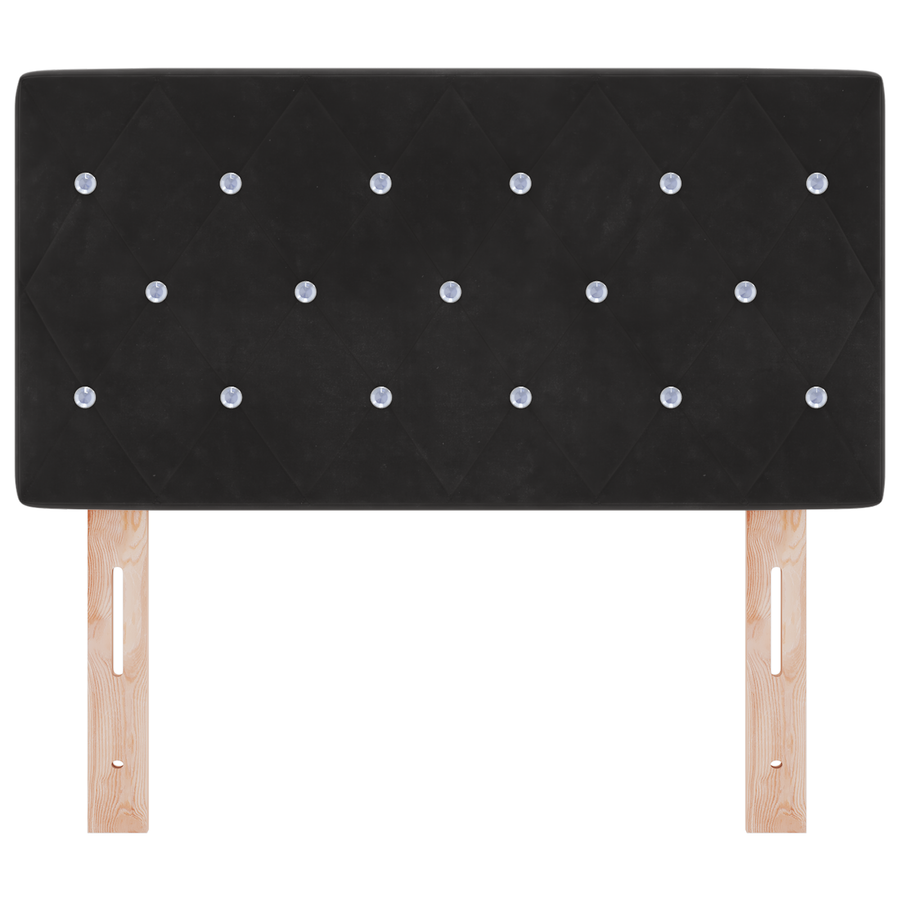 Hoofdbord LED en kristallen knopen 80 cm fluweel zwart