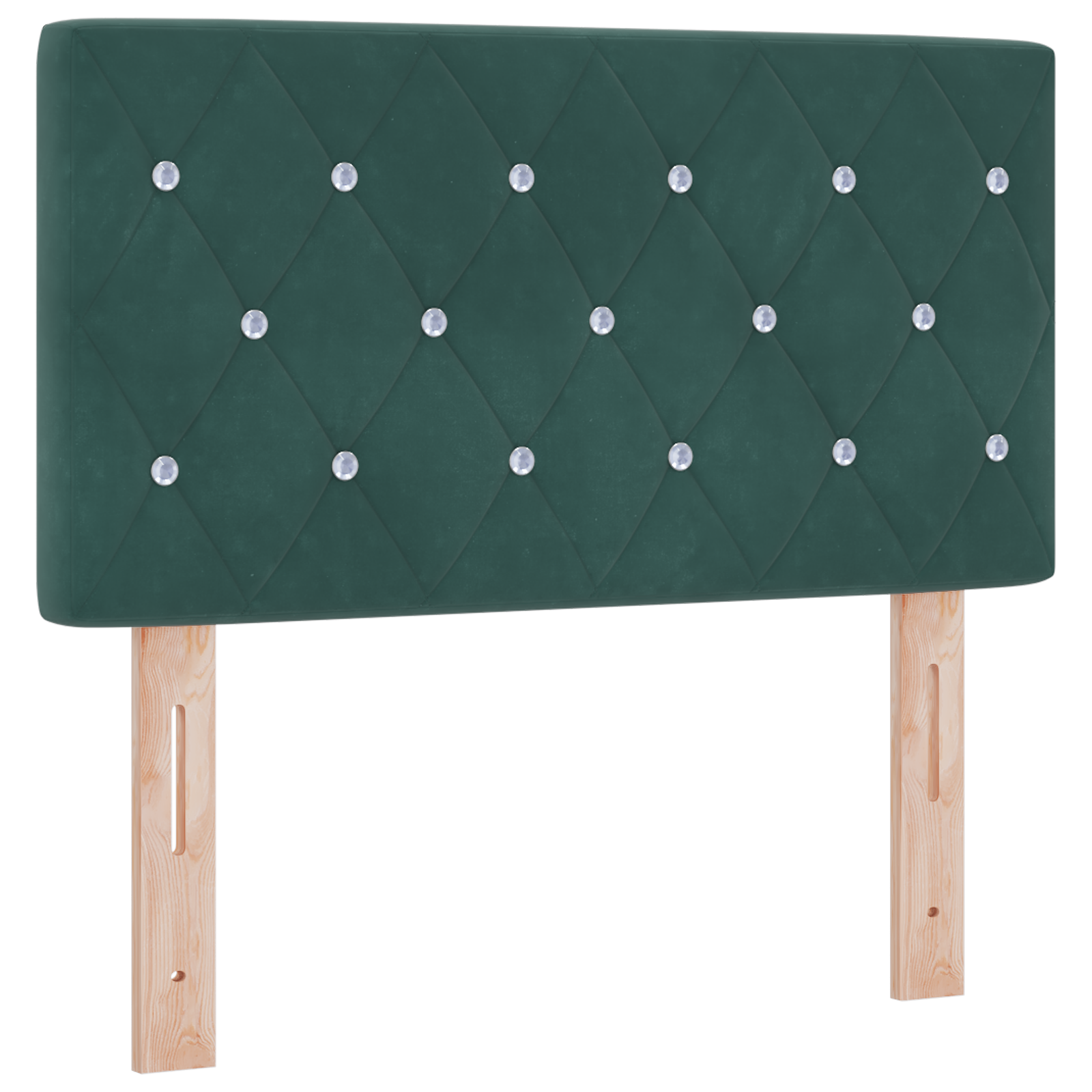 Hoofdbord LED en kristallen knopen 80 cm fluweel donkergroen