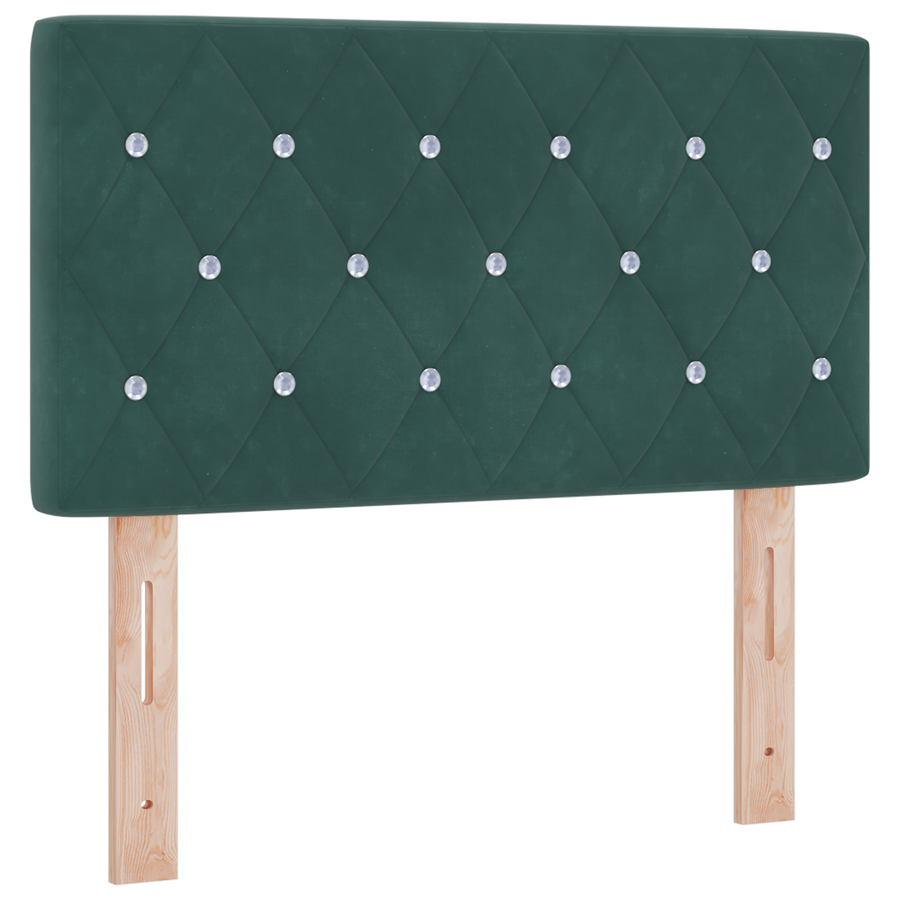 Hoofdbord LED en kristallen knopen 80 cm fluweel donkergroen
