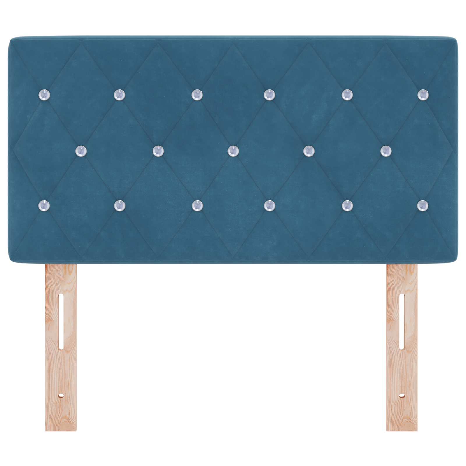 Hoofdbord LED en kristallen knopen 80 cm fluweel donkerblauw