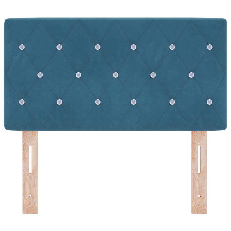 Hoofdbord LED en kristallen knopen 80 cm fluweel donkerblauw