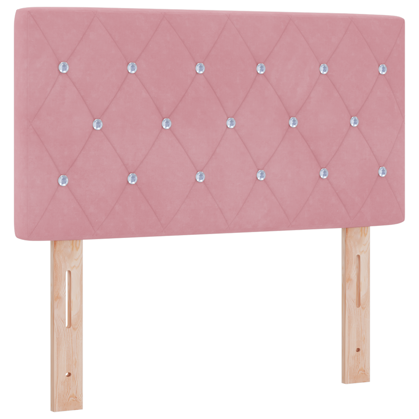 Hoofdbord LED en kristallen knopen 80 cm fluweel roze