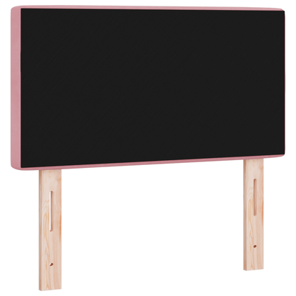Hoofdbord LED en kristallen knopen 80 cm fluweel roze