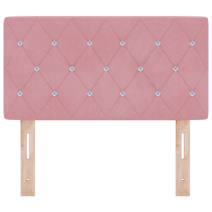 Hoofdbord LED en kristallen knopen 80 cm fluweel roze