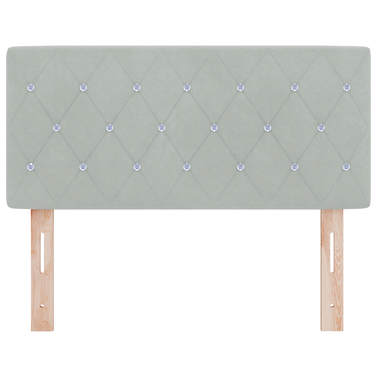 Hoofdbord LED en kristallen knopen 90 cm fluweel lichtgrijs