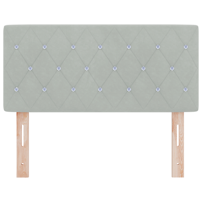 Hoofdbord LED en kristallen knopen 90 cm fluweel lichtgrijs