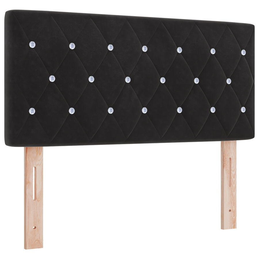 Hoofdbord LED en kristallen knopen 90 cm fluweel zwart