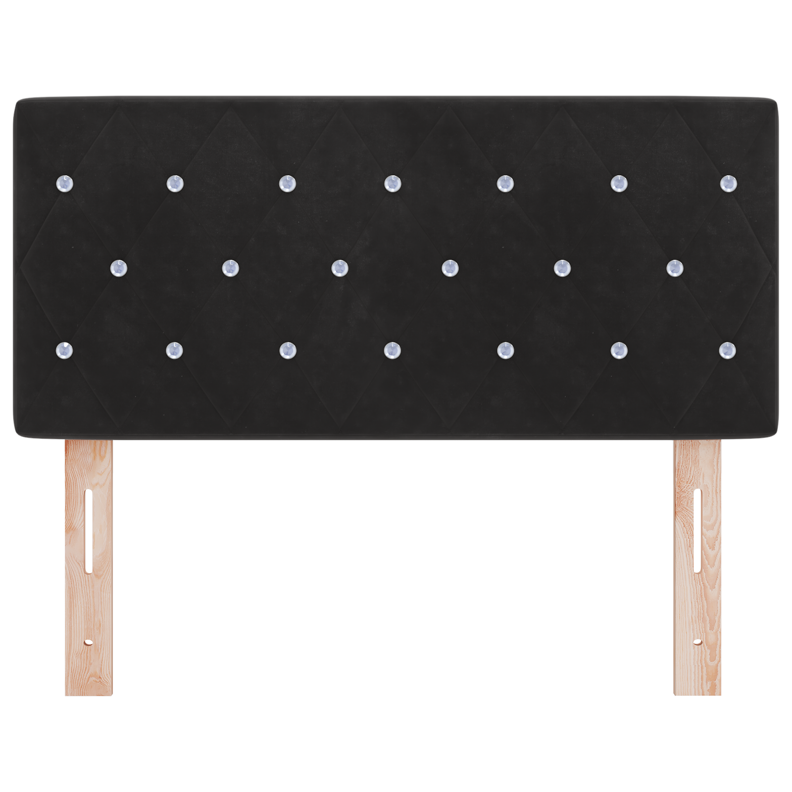 Hoofdbord LED en kristallen knopen 90 cm fluweel zwart