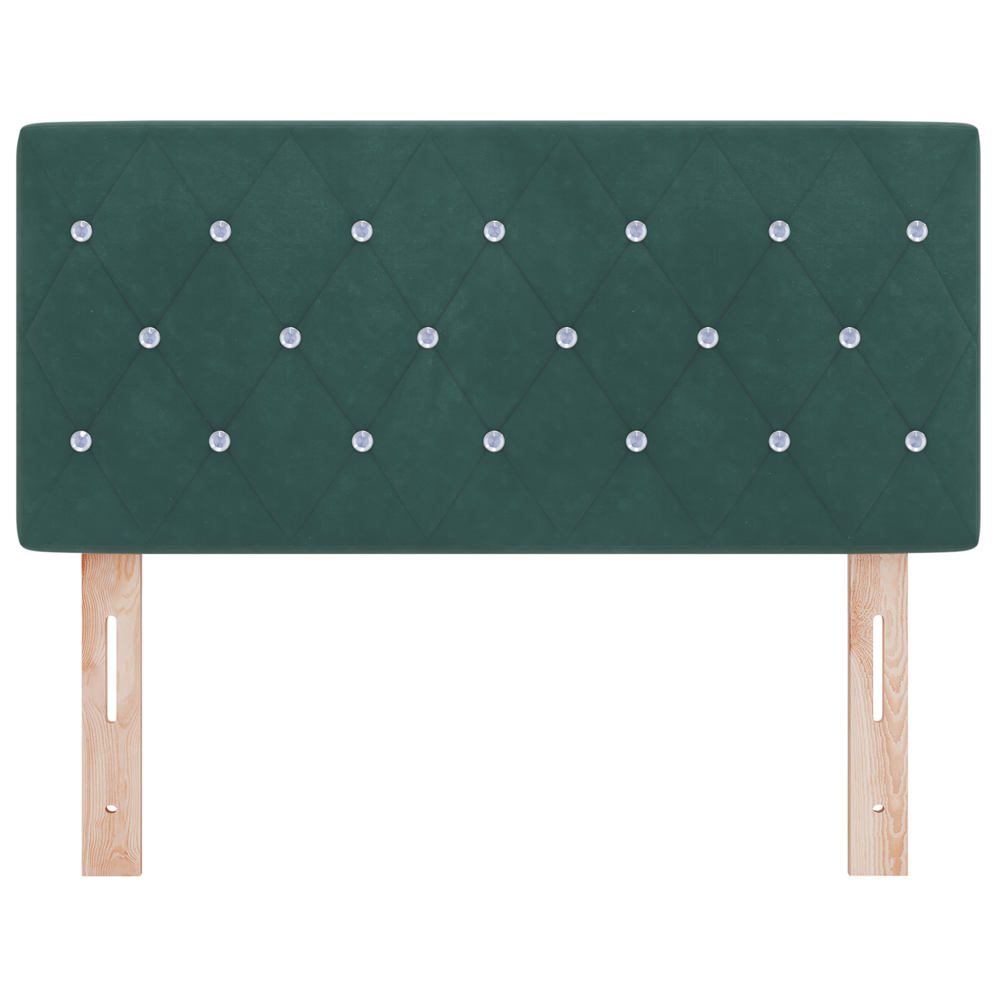 Hoofdbord LED en kristallen knopen 90 cm fluweel donkergroen
