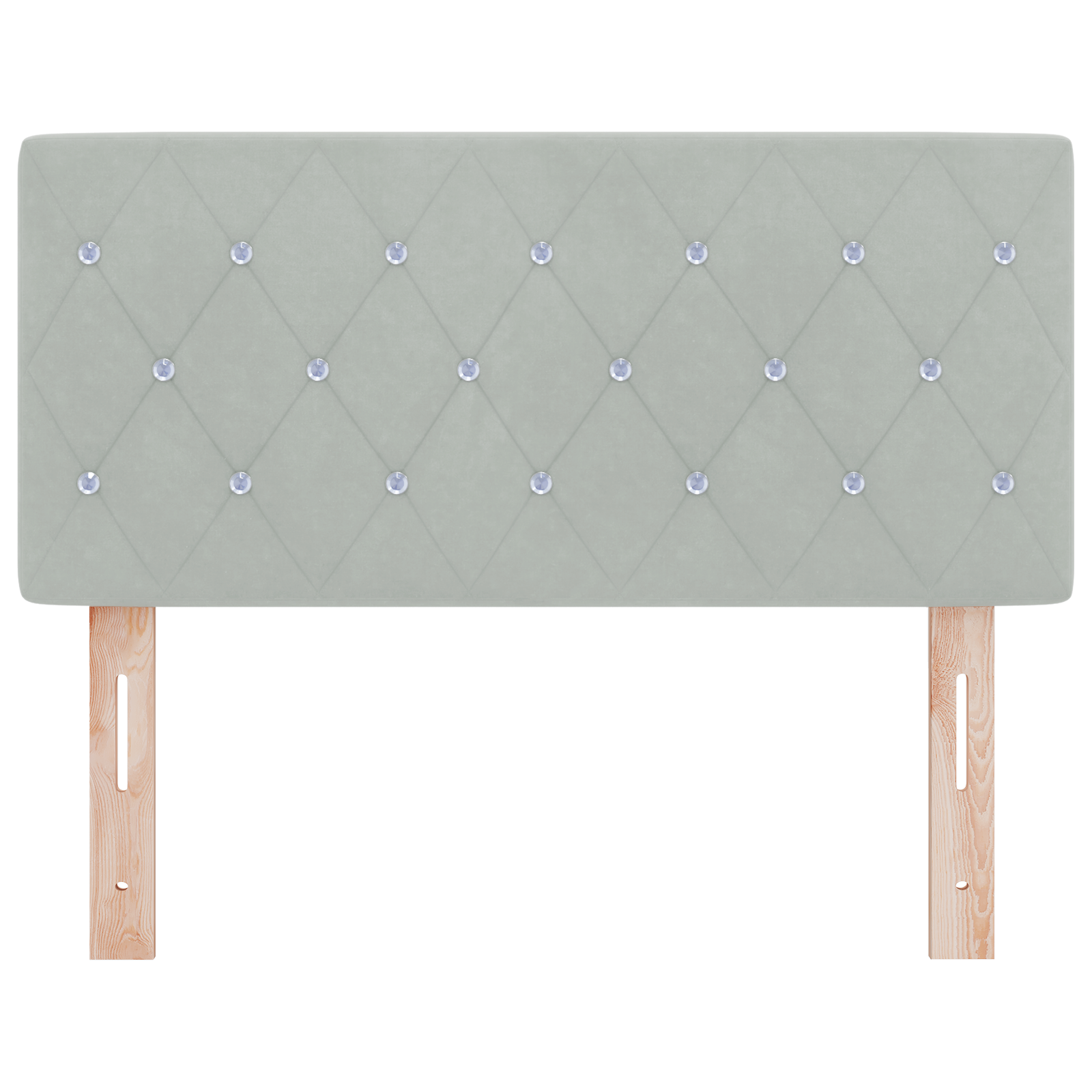 Hoofdbord LED en kristallen knopen 100 cm fluweel lichtgrijs