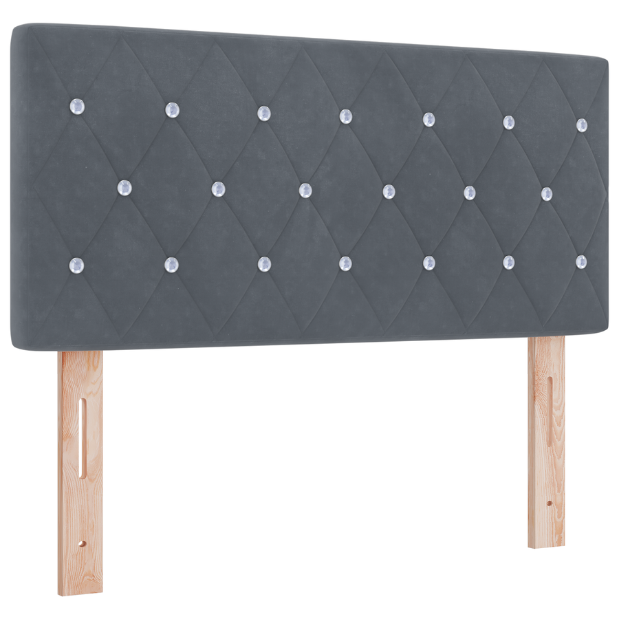 Hoofdbord LED en kristallen knopen 100 cm fluweel donkergrijs