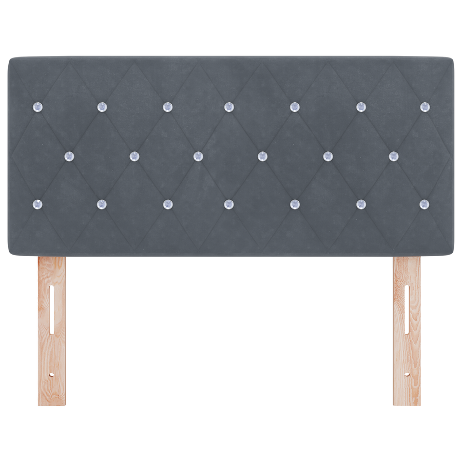 Hoofdbord LED en kristallen knopen 100 cm fluweel donkergrijs