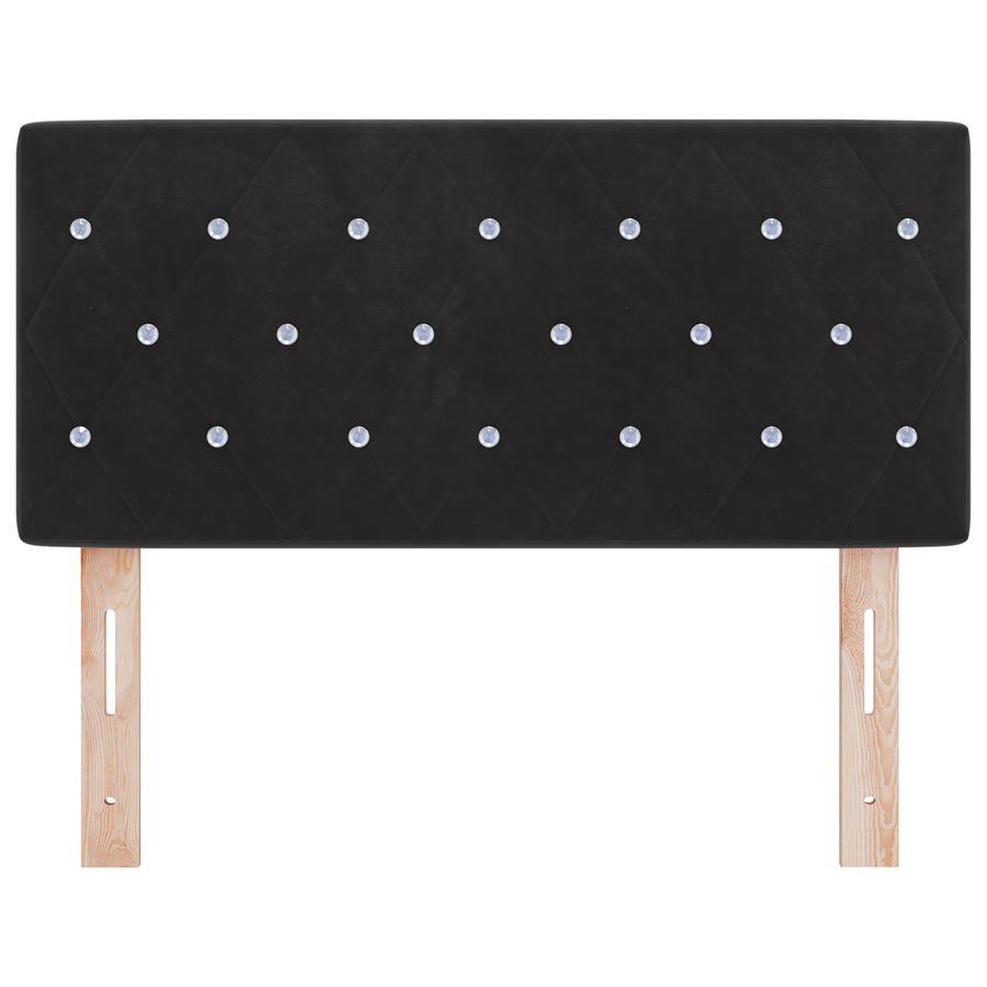 Hoofdbord LED en kristallen knopen 100 cm fluweel zwart
