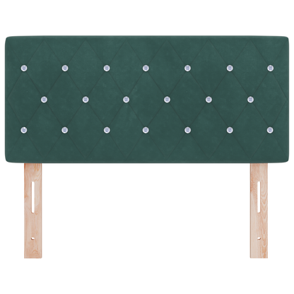 Hoofdbord LED en kristallen knopen 100 cm fluweel donkergroen
