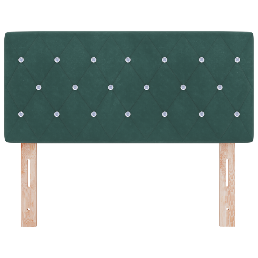 Hoofdbord LED en kristallen knopen 100 cm fluweel donkergroen