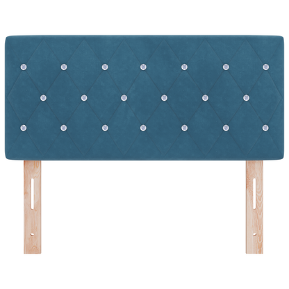 Hoofdbord LED en kristallen knopen 100 cm fluweel donkerblauw