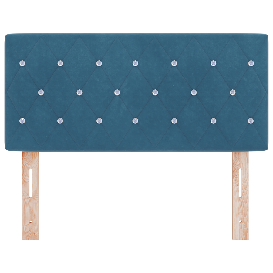 Hoofdbord LED en kristallen knopen 100 cm fluweel donkerblauw