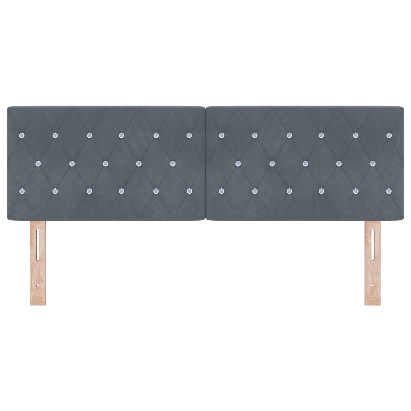 Hoofdbord LED en kristallen knopen 72 cm fluweel donkergrijs