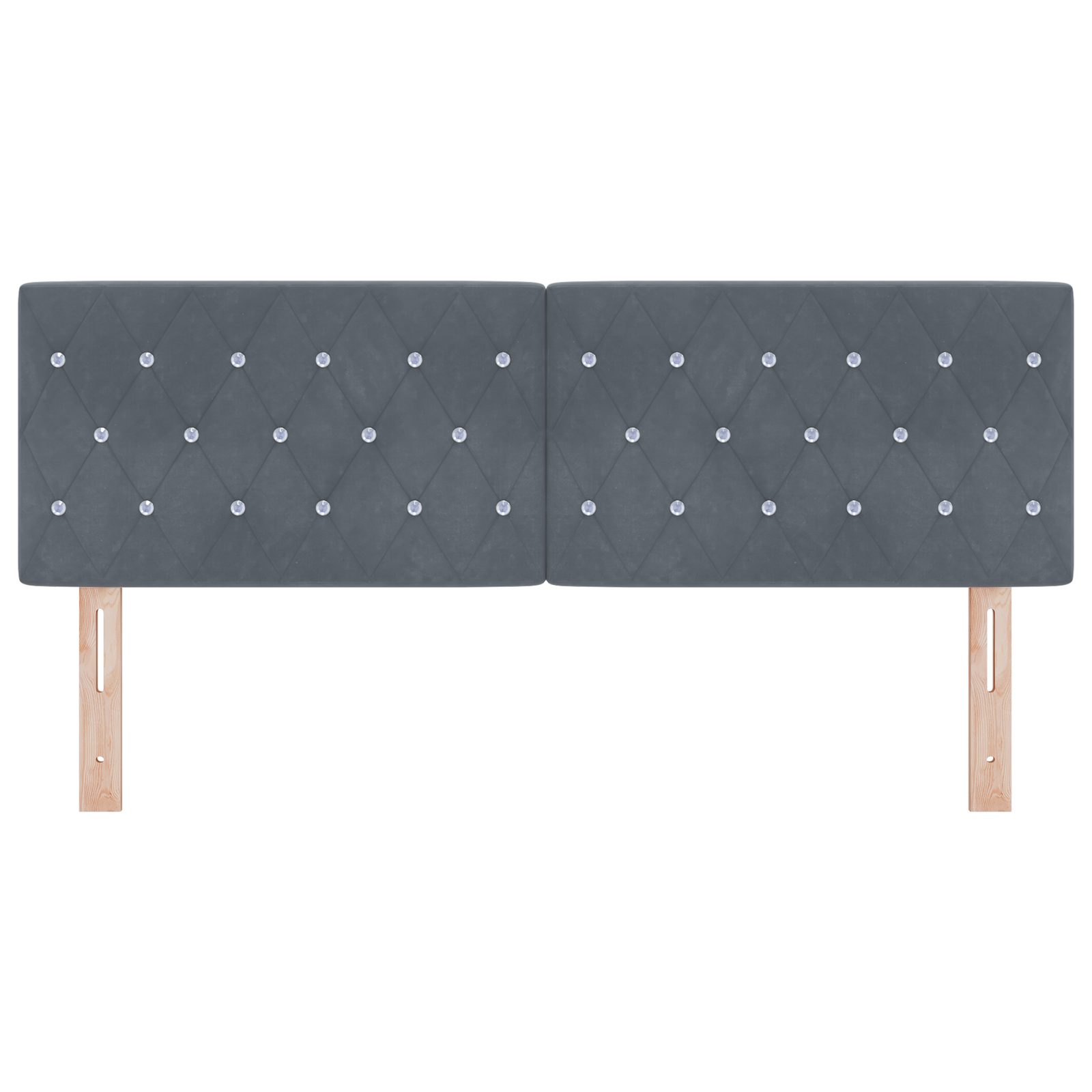 Hoofdbord LED en kristallen knopen 72 cm fluweel donkergrijs