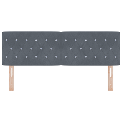 Hoofdbord LED en kristallen knopen 72 cm fluweel donkergrijs