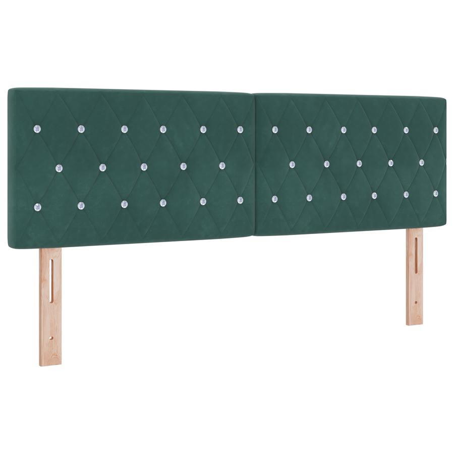 Hoofdbord LED en kristallen knopen 72 cm fluweel donkergroen