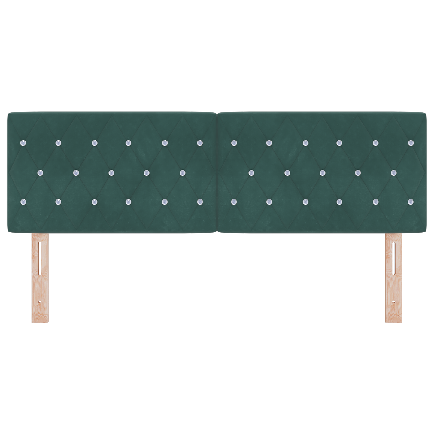 Hoofdbord LED en kristallen knopen 72 cm fluweel donkergroen