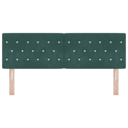 Hoofdbord LED en kristallen knopen 72 cm fluweel donkergroen