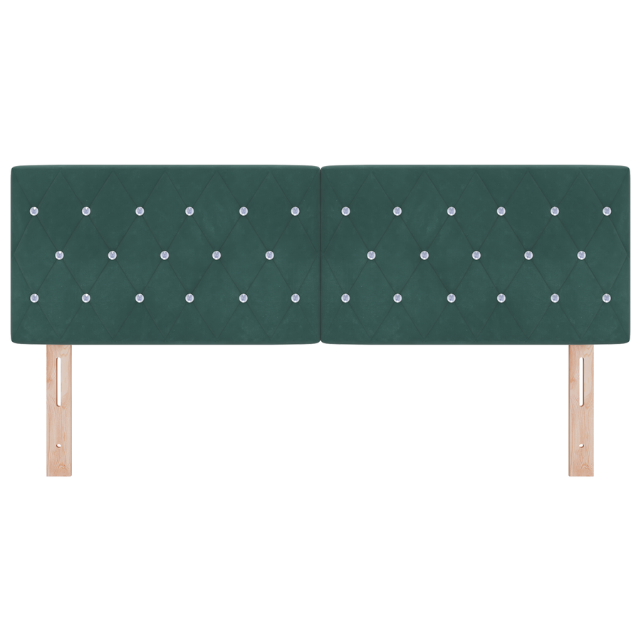 Hoofdbord LED en kristallen knopen 72 cm fluweel donkergroen