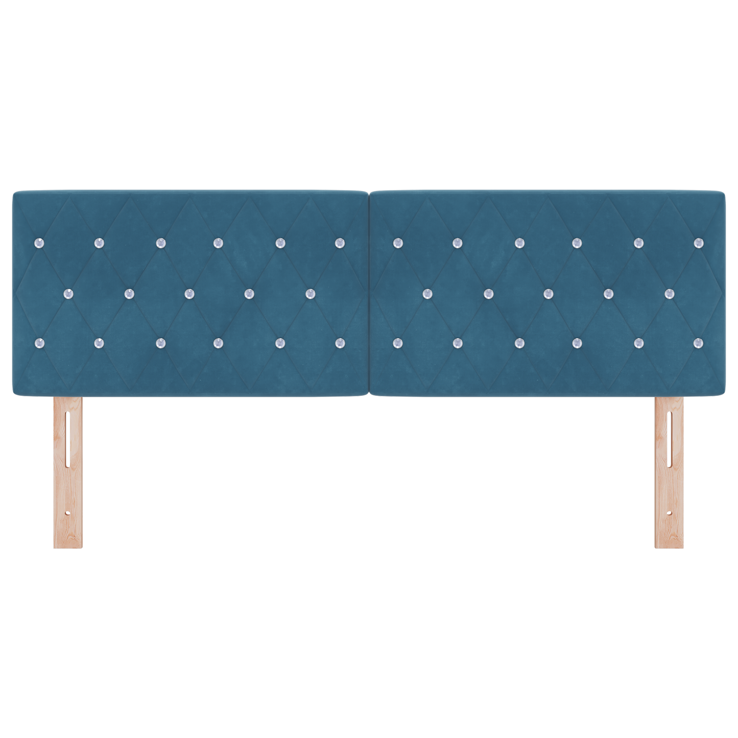 Hoofdbord LED en kristallen knopen 72 cm fluweel donkerblauw