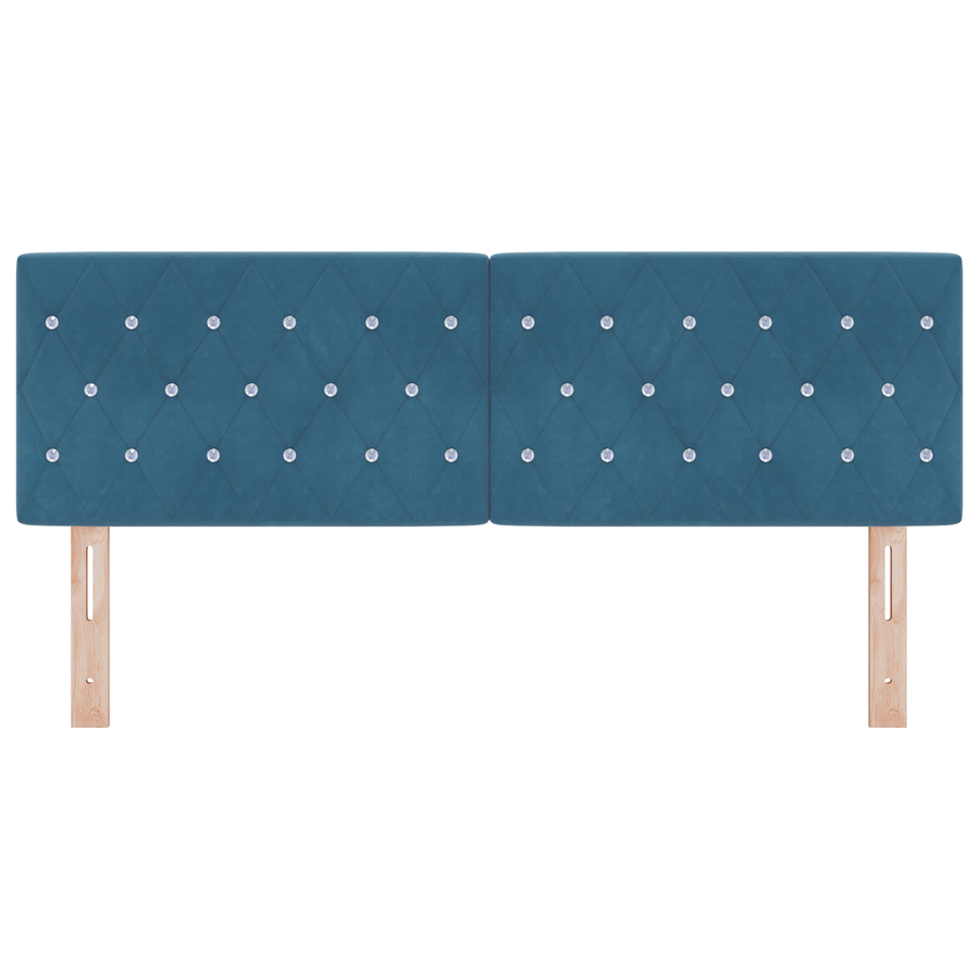 Hoofdbord LED en kristallen knopen 72 cm fluweel donkerblauw